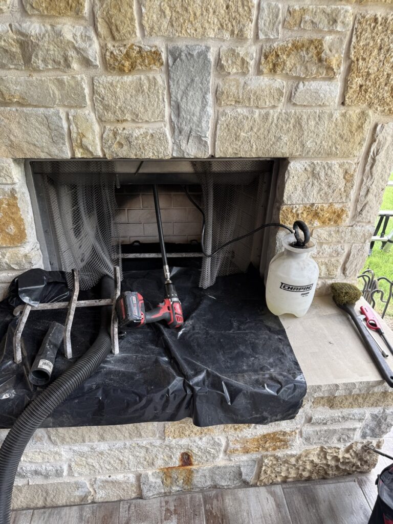 Professional chimney services team at work site