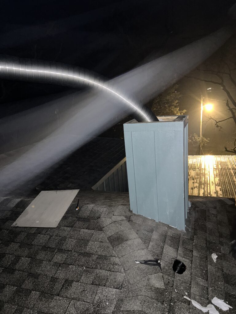 Chimney crown repair in progress